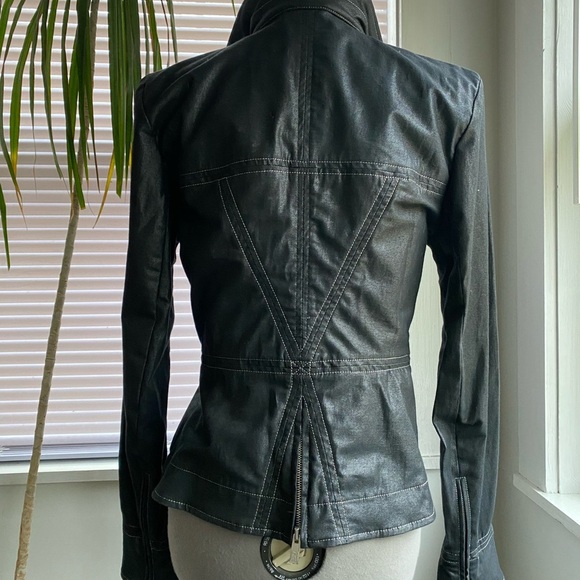 HOGAN by Karl Lagerfeld Gorgeous Black Metallik Denim Jacket Authentic Size 44/S - Picture 3 of 13